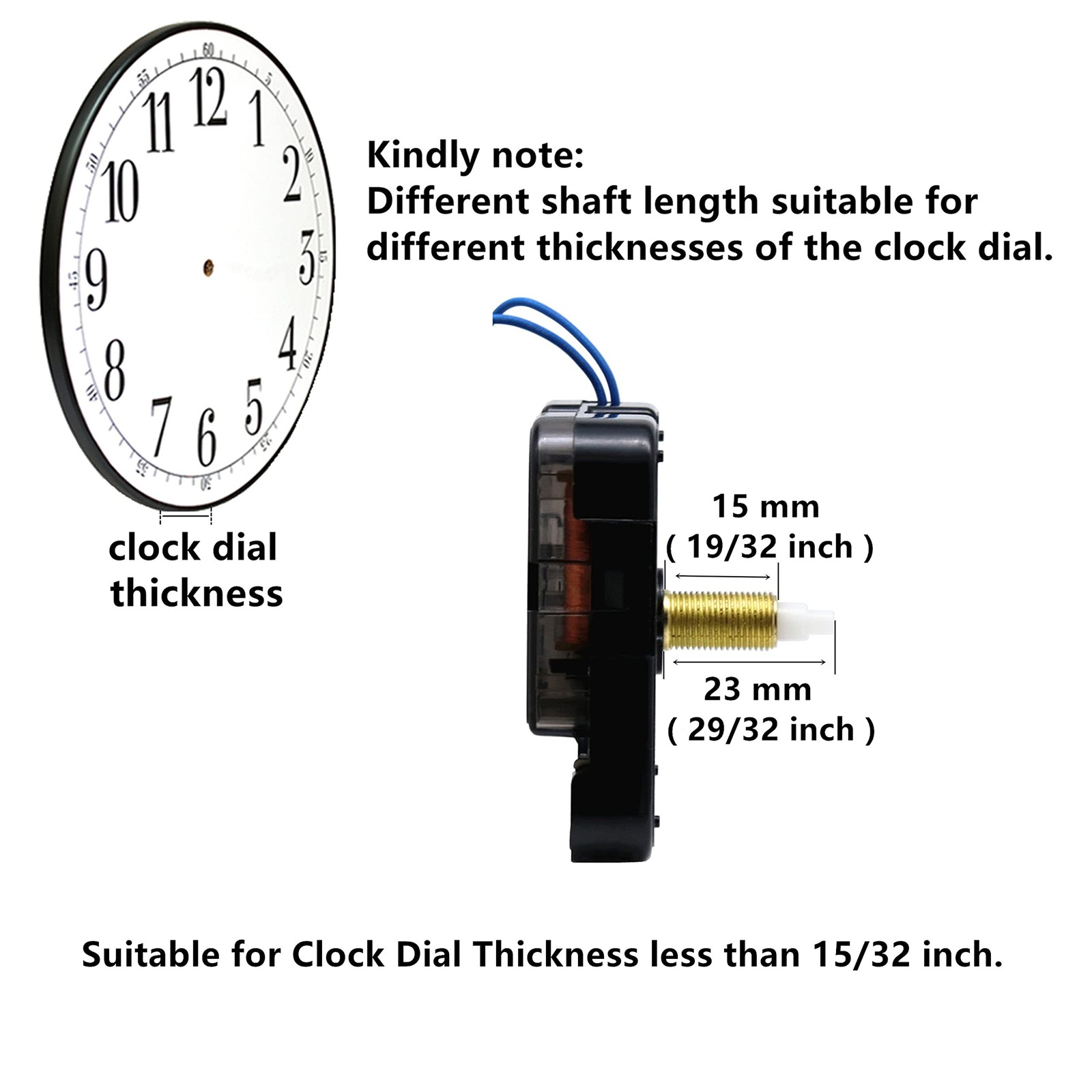 Trigger Clock Movement with Music Chime Box 1/2 Inch Quartz