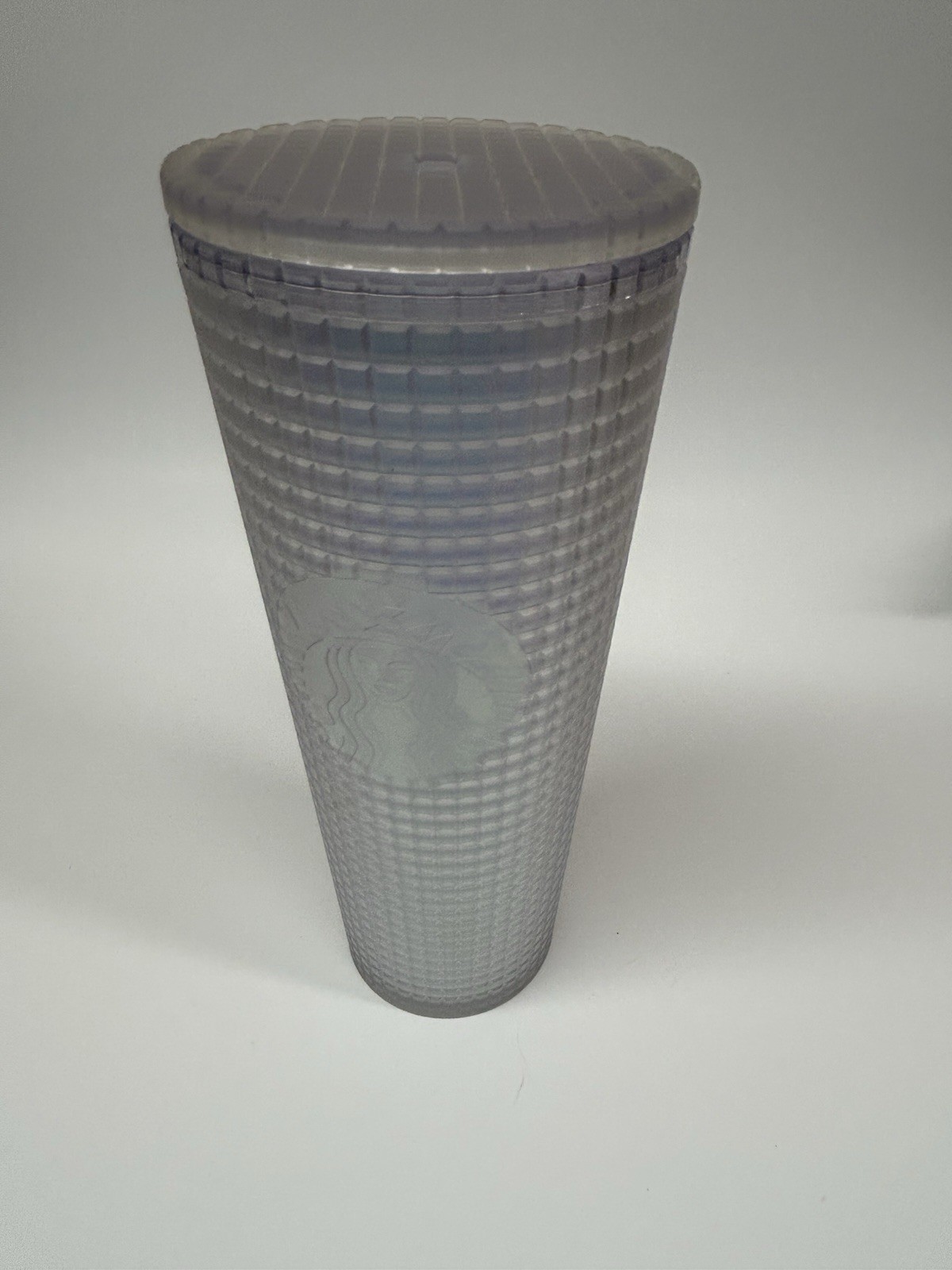 Starbucks 2022 Spring Soft Touch White Unicorn Pearl Grid Iridescent Tumbler