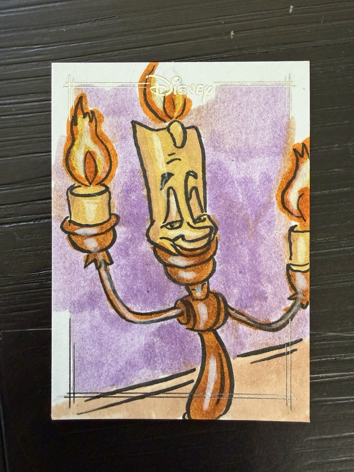 2026 Topps Chrome Disney 1/1 Sketch Card Lumiere Beauty And The Beast Dan Gorman