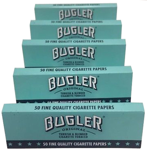 5 Pack Bugler Single Wide 70 mm Cigarette Rolling Papers 250 Leaves – 5020-5