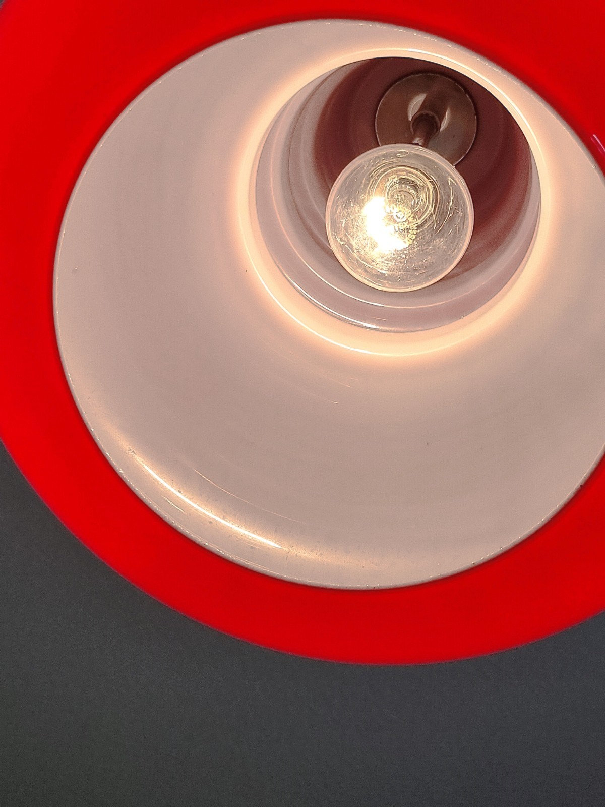70s Vintage Glass Pendant Lamp by Peill & Putzler, Red 1970s