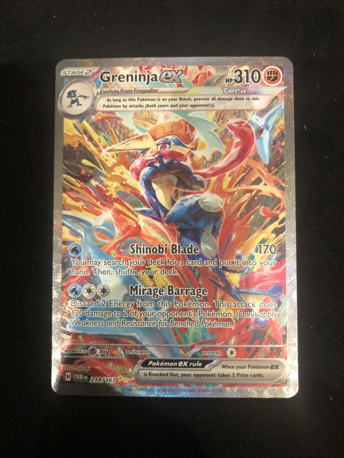 Pokémon Greninja EX TCG Scarlet & Violet Twilight Masquerade Holo Card 214/167