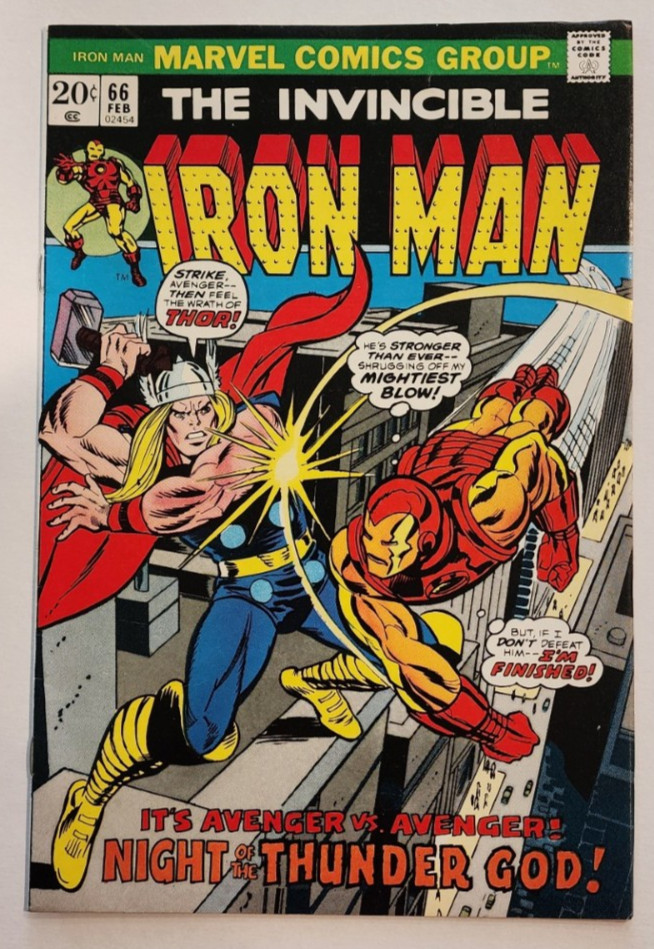 IRON MAN #66 Marvel 1974 NICE! Classic Thor Battle! (8.0) VERY FINE