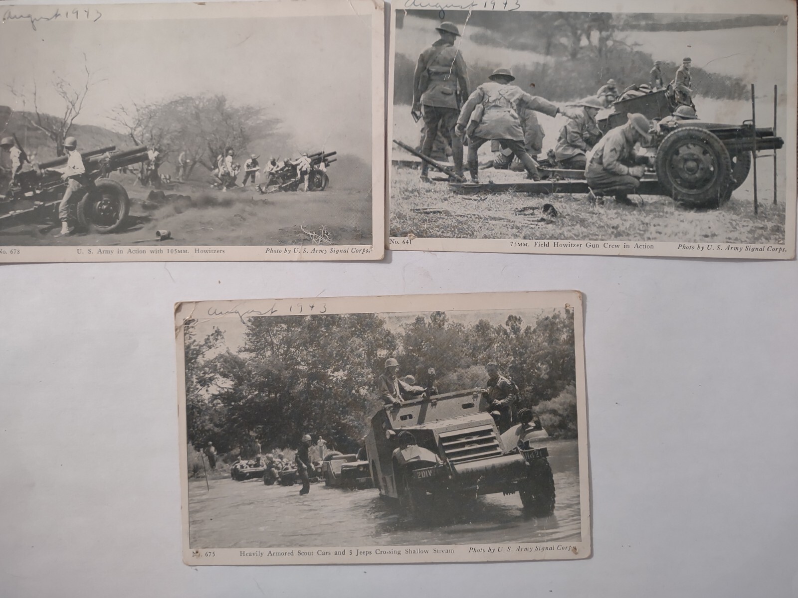 3 Real Picture Post Cards WWII Army Signal Corps August 1943
