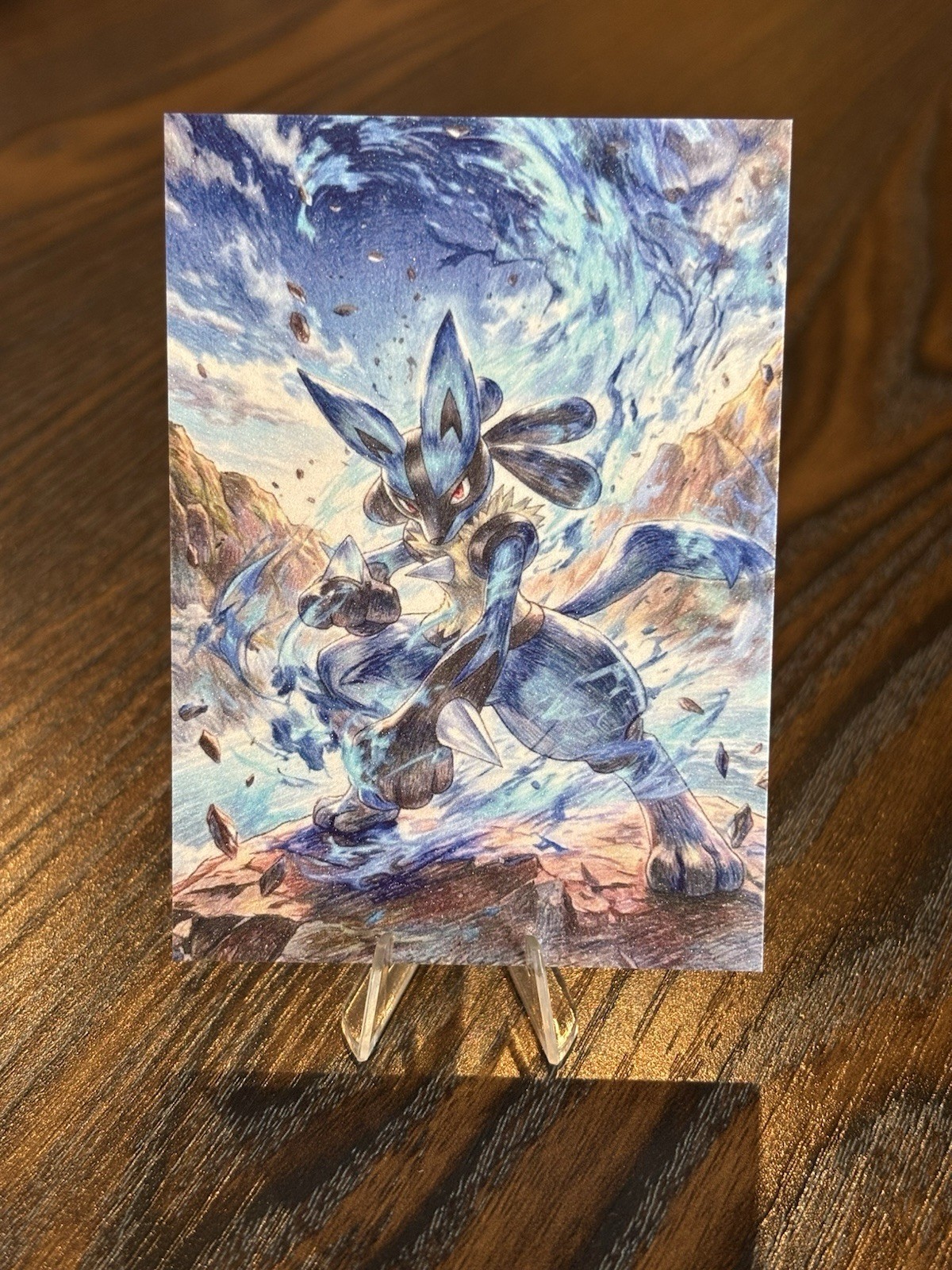 Lucario Glitter Pokémon Polaroid Collectible Art Card
