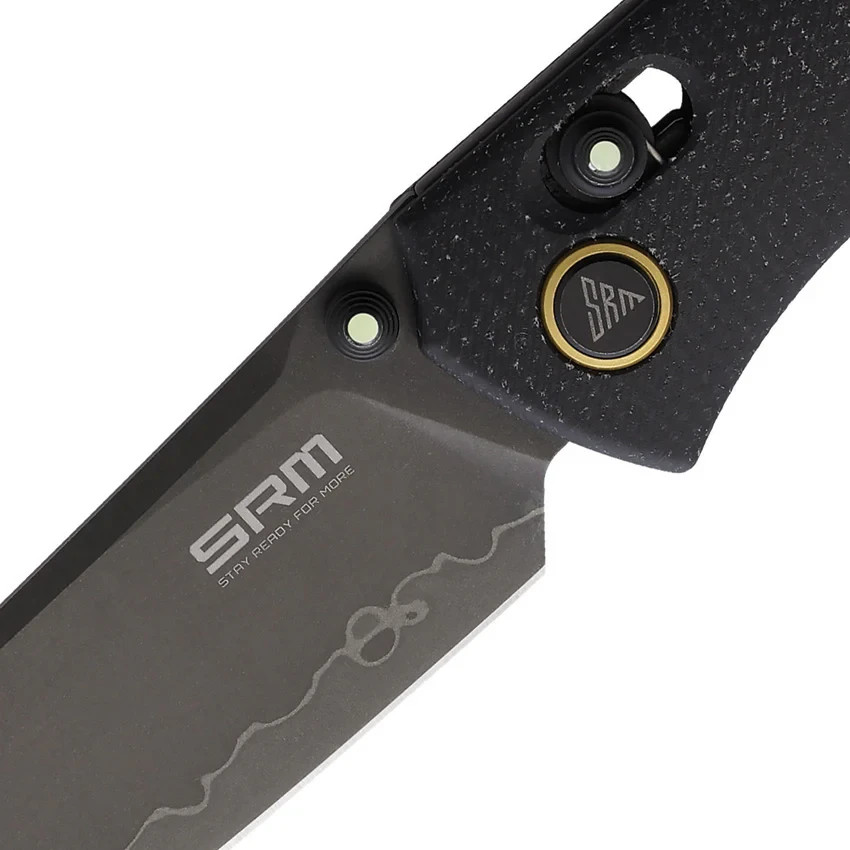 SRM 255L-MB2, Black Micarta, glow T.studs, axis lock- Laminated 140Cr Steel