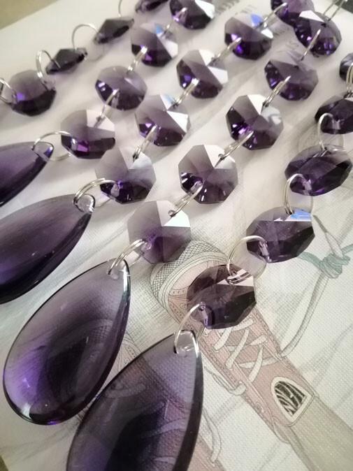 10/Lot Purple Crystal Chandelier Part Glass Prisms 1.5”/38MM Hanging Drop