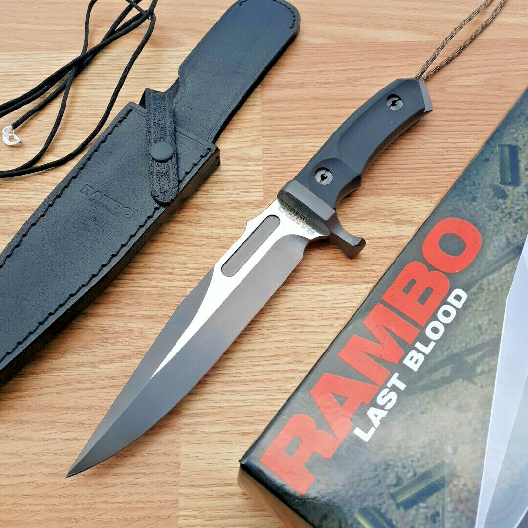 Rambo Last Blood Standard Fixed Knife 8″ Stainless Steel Blade Sculpted Handle