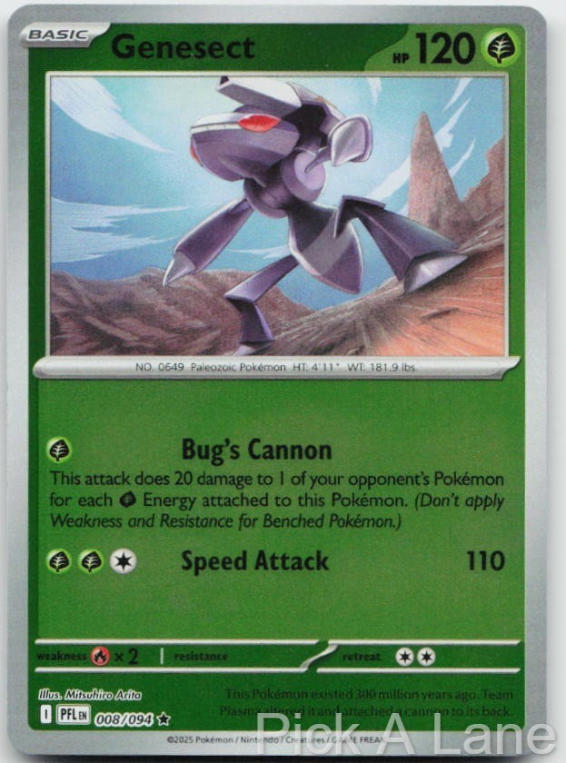 Genesect 008/094 Rare Phantasmal Flames Pokemon Reverse Holo Near Mint