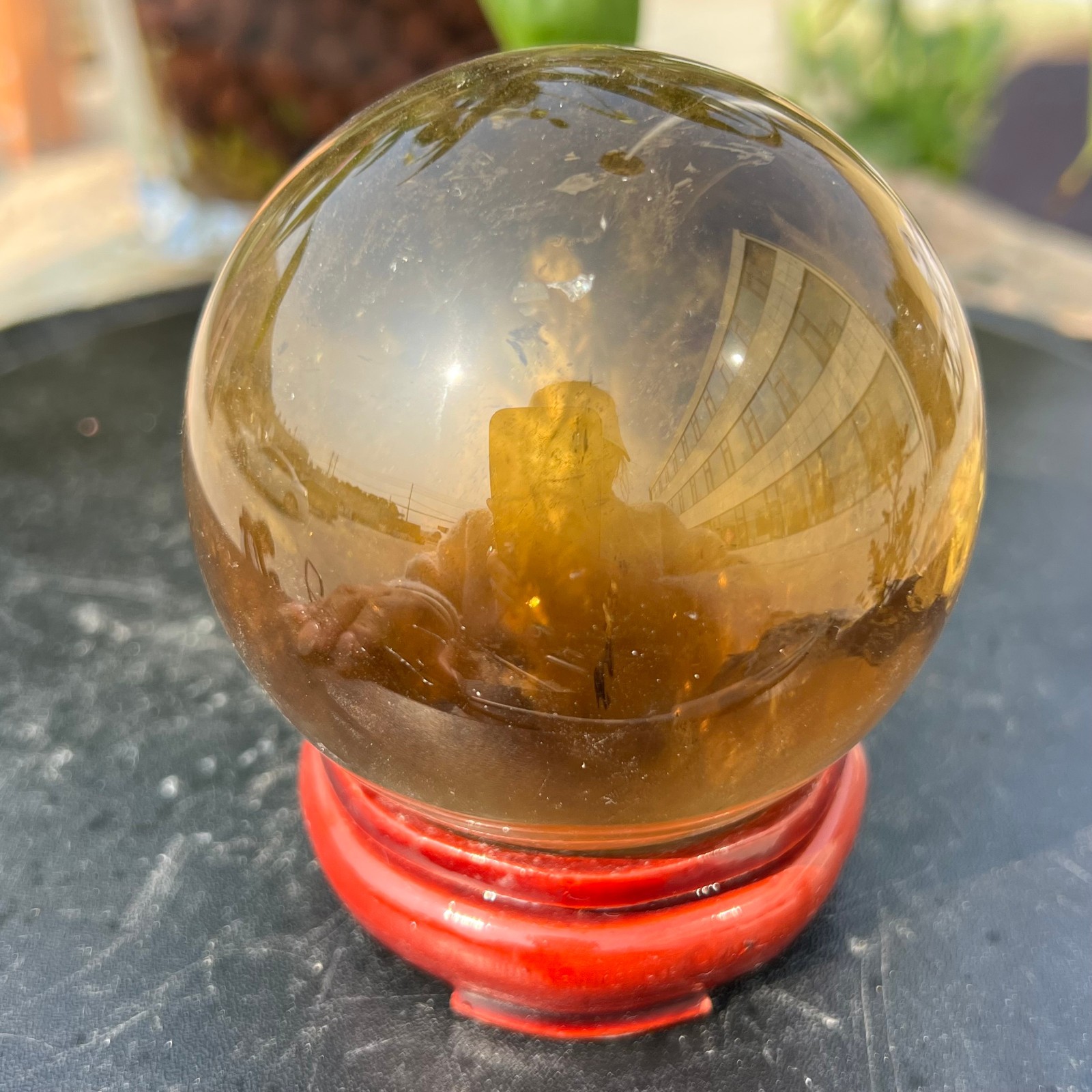 1.5LB Natural Smoky Quartz Crystal Sphere Polished Healing Ball Home Decor