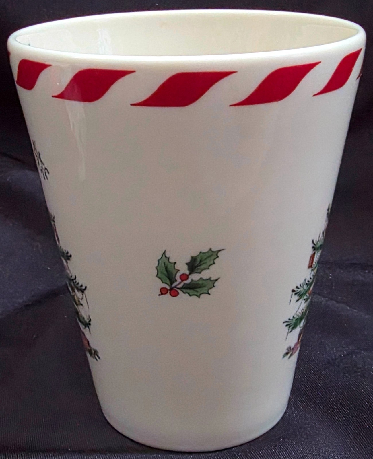 Spode Christmas Tree striped PEPPERMINT MUG jumbo oversize coffee cup 4.625″H