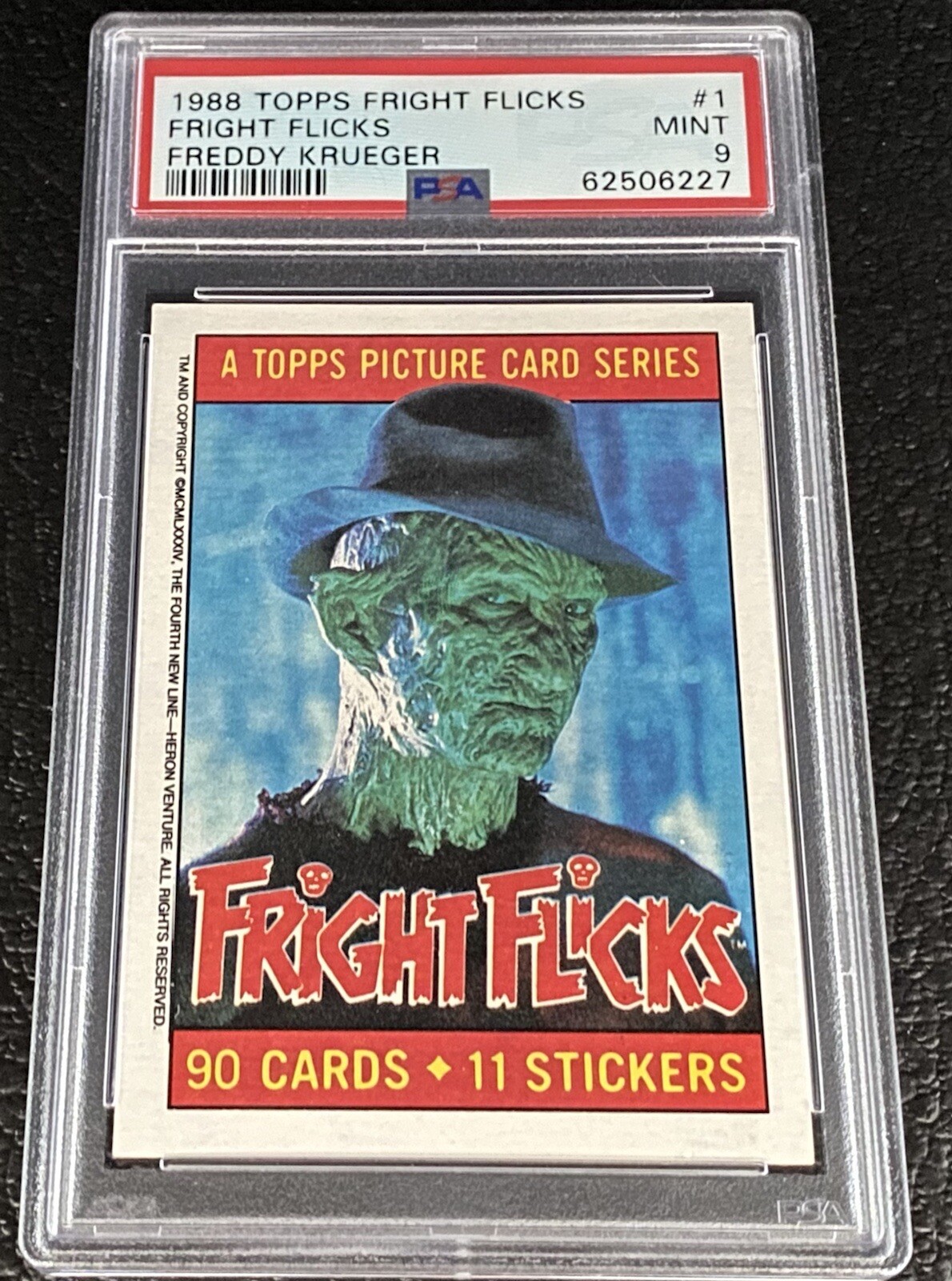 PSA 9 1988 Topps Fright Flicks Freddy Krueger #1 A Nightmare On Elm Street Card