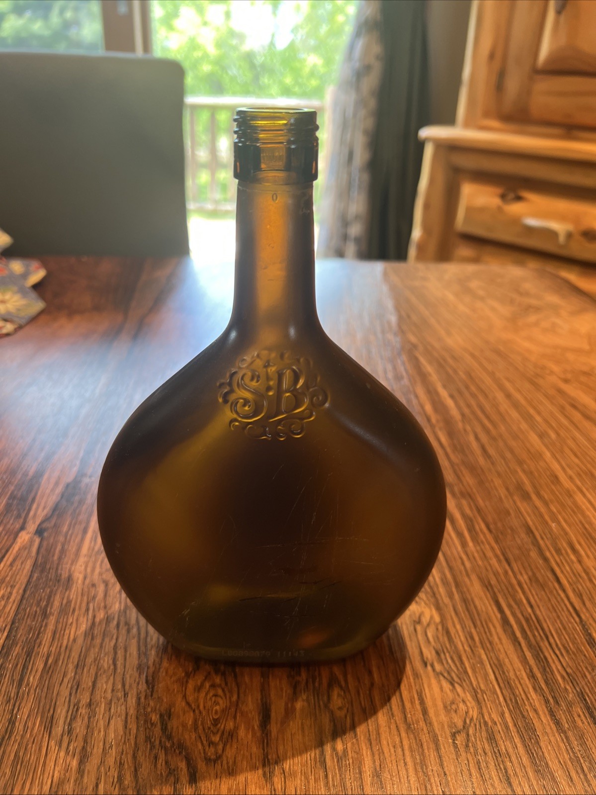 Brown Empty Bottle S B Vintage Decanter Unique Collectors 9 Inch Tall