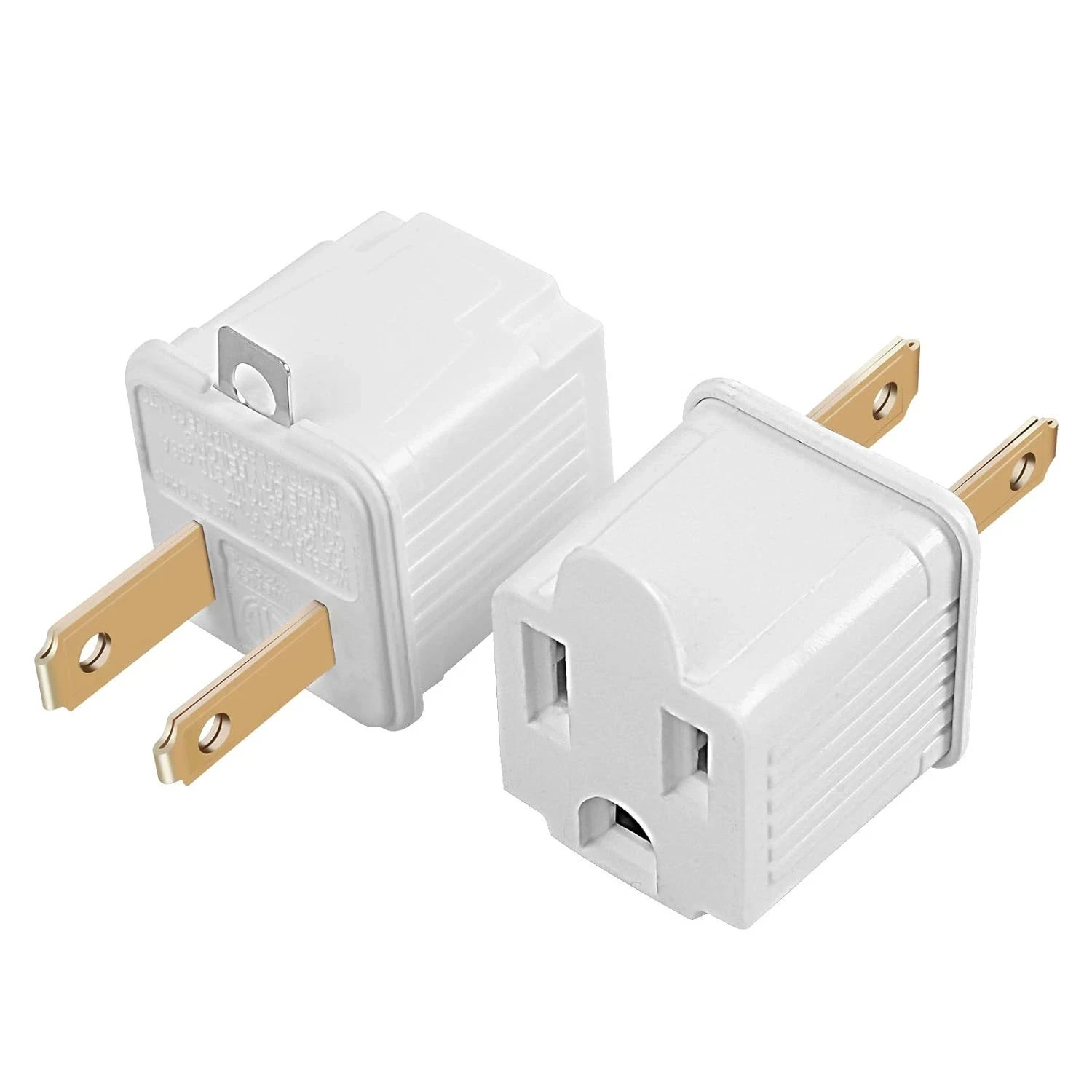 2 Pack Grounded 3 Prong to 2 Prong Outlet Adapter Electrical Plug Converter New