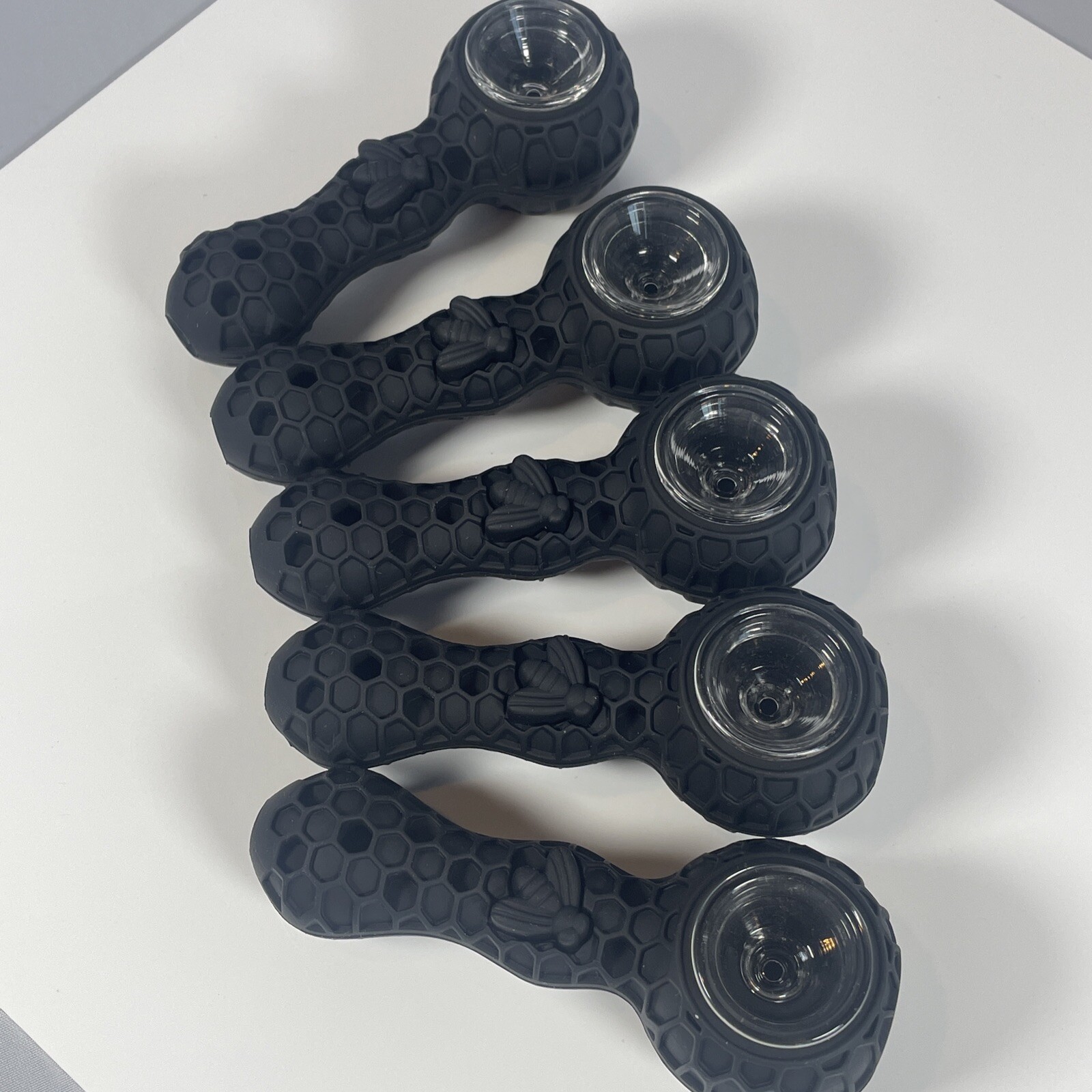 Smoke Pipe For Smoking Herb Tobacco Glass Bowl – Black 5pack bulk