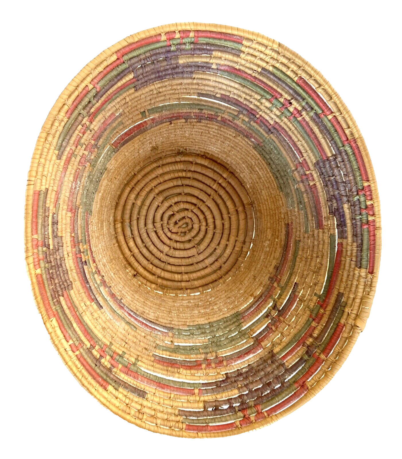 Vintage Toluca Valley Hand Woven Folk Art Waste Basket, Mexico 8-3/8″ Tall