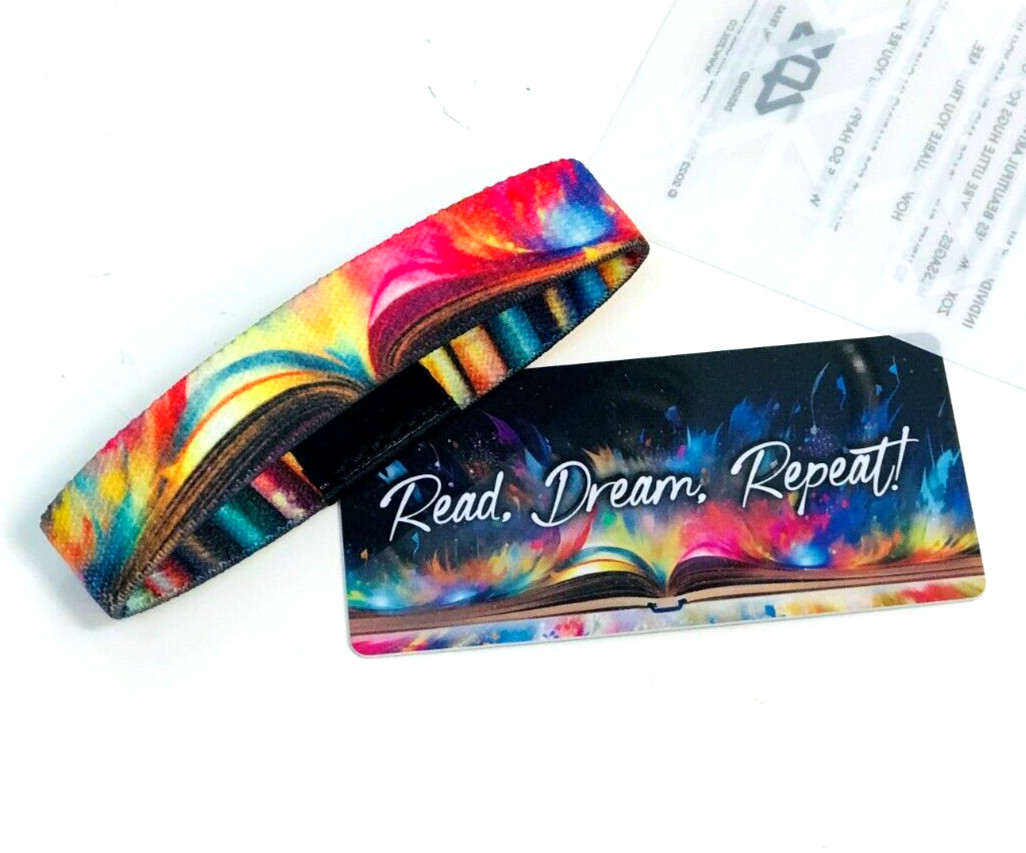 ZOX **READ, DREAM, REPEAT!** Silver Single Large Wristband w/Card NIP
