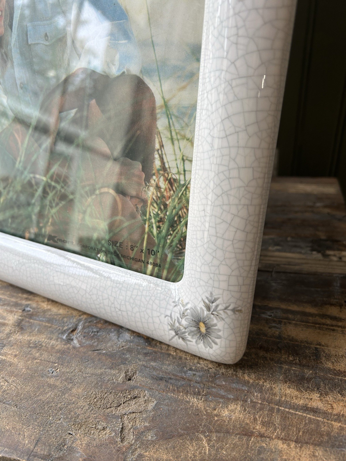 Terragrafics Style – Handcrafted Ceramic Crackle Floral Photo Frame