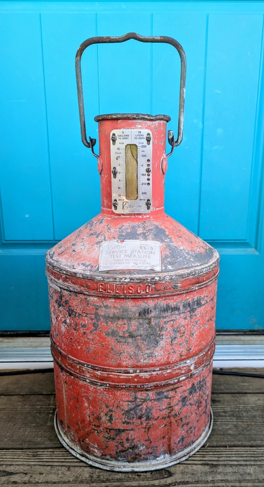 🧩Ellisco Vintage Gas Service Station Test Measure Can 5 Gallon