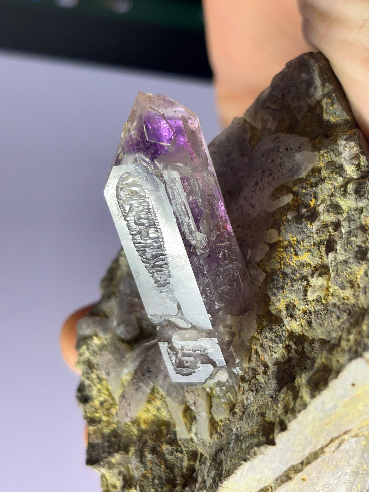 Skeletal Goboboseb Amethyst Quartz Crystal *On Matrix* w/Red Hematite – Namibia