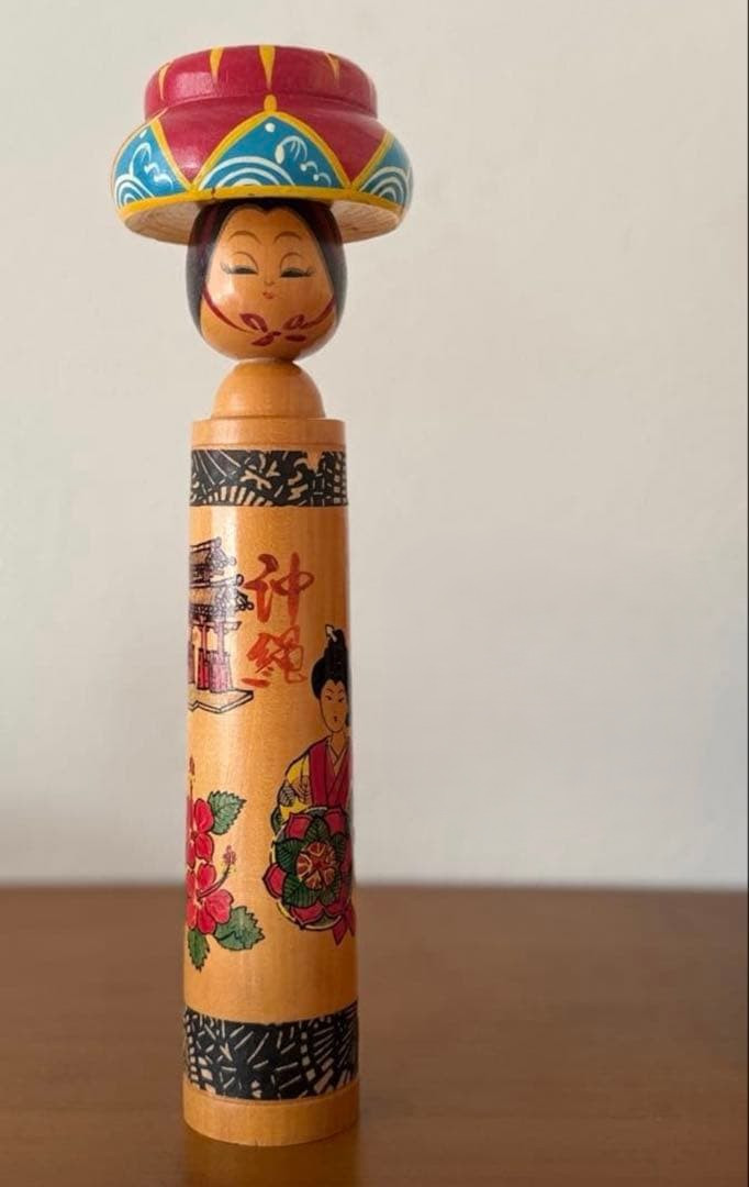 Large Kokeshi Doll Kimono Woman Okinawa 1987s Approx. Height 29.5cm Vintage Rare