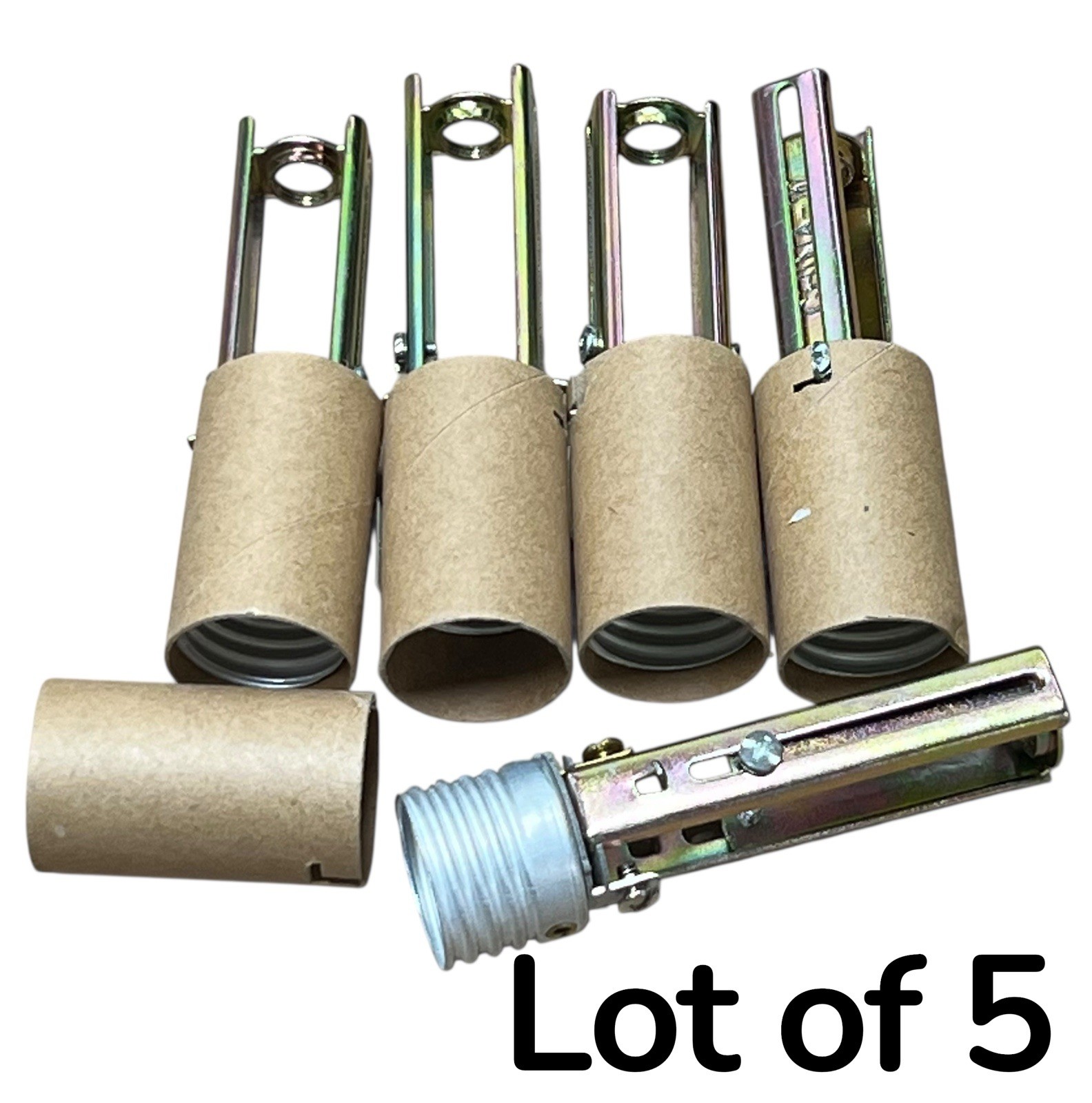 E26 Medium Base Adjustable 4” to 5-3/4” Keyless Candle Socket Base (Lot of 5)