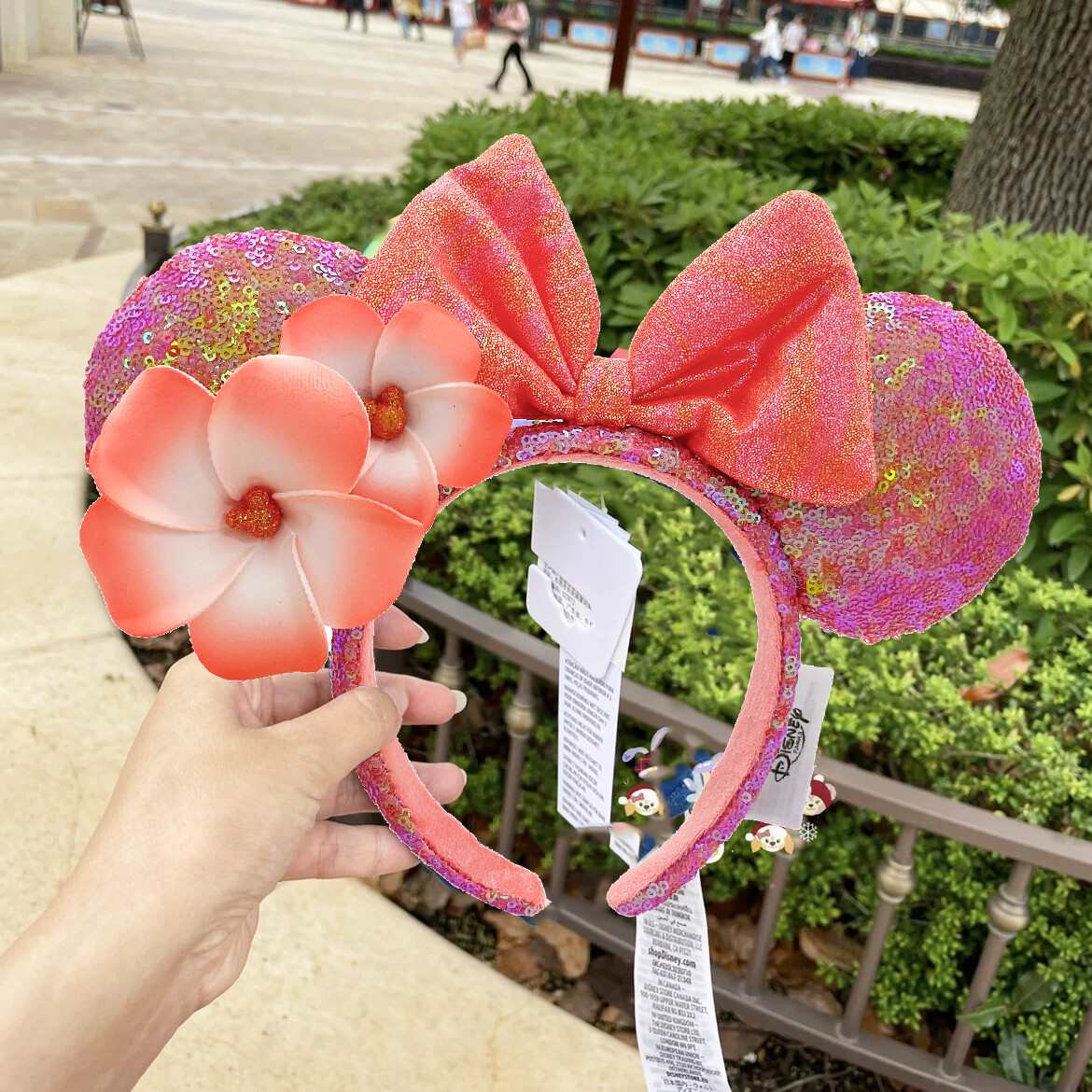 Disney Parks Orange Plumeria Exclusive Aulani Hawaii Minnie Ears Headband US