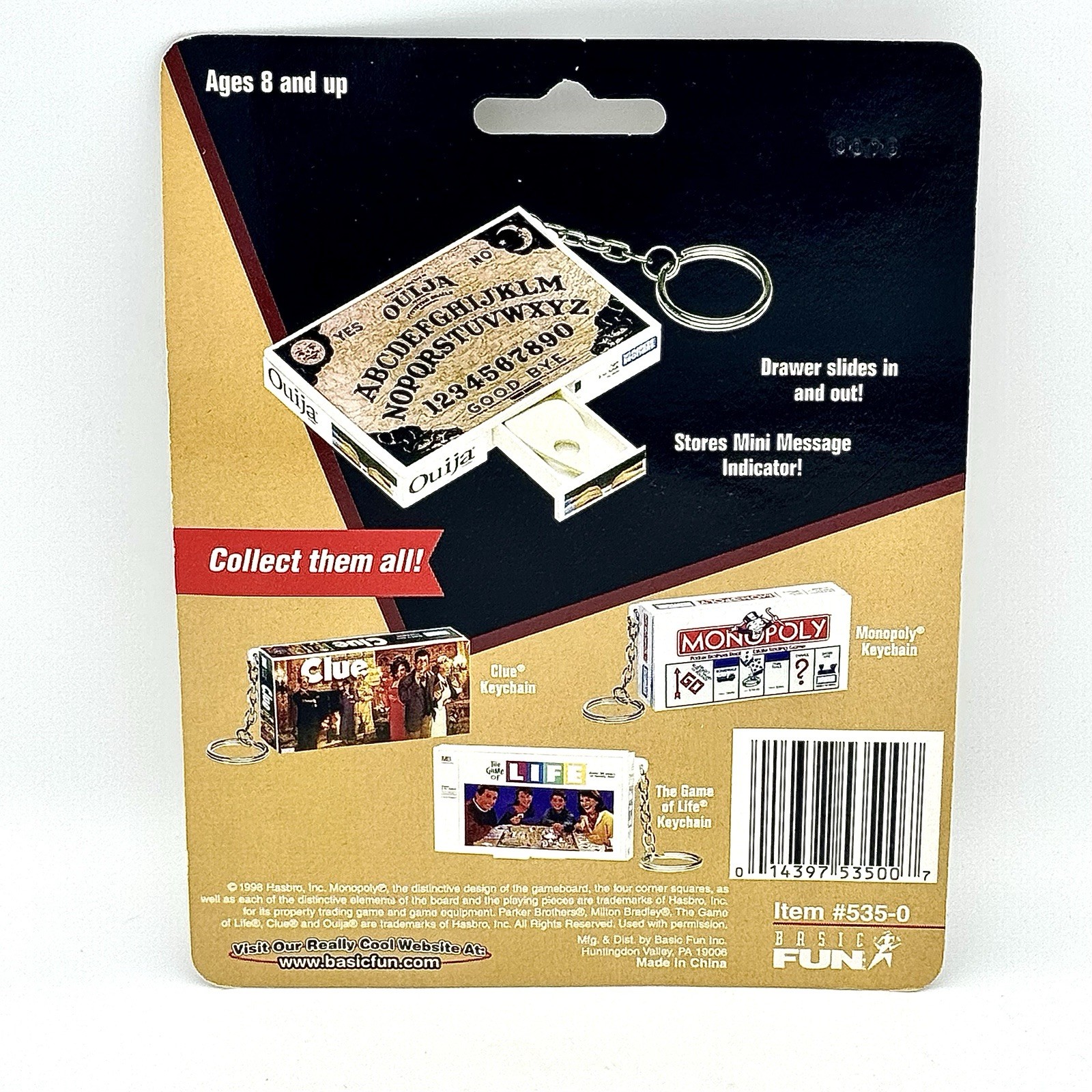 Basic Fun Hasbro Ouija Board Keychain 1998 Miniature NIP