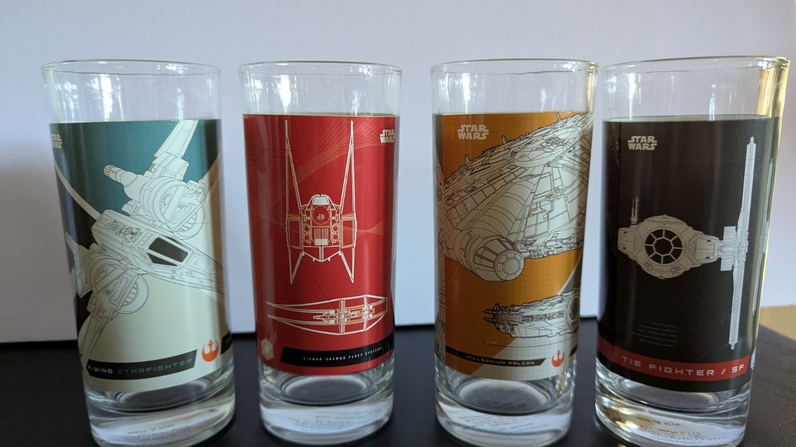 Star Wars Ships Glasses Set of 4 Lucasfilm Ltd. Hand Wash Only