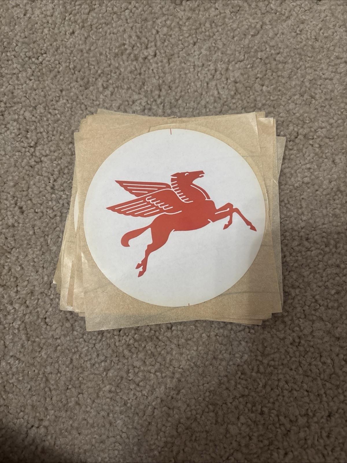 NOS Vintage Mobil Oil Flying Pegasus 4″ Sticker Decal – Unused and Original