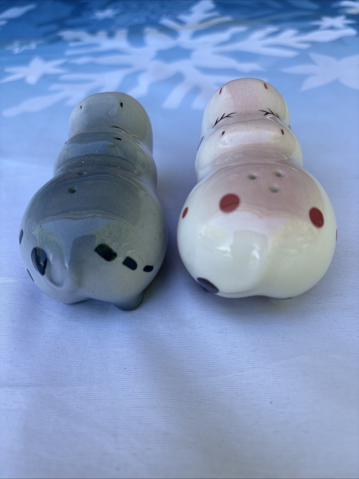 Kissing Hippos Salt And Pepper Shakers Ceramic Grey Purple Hippo