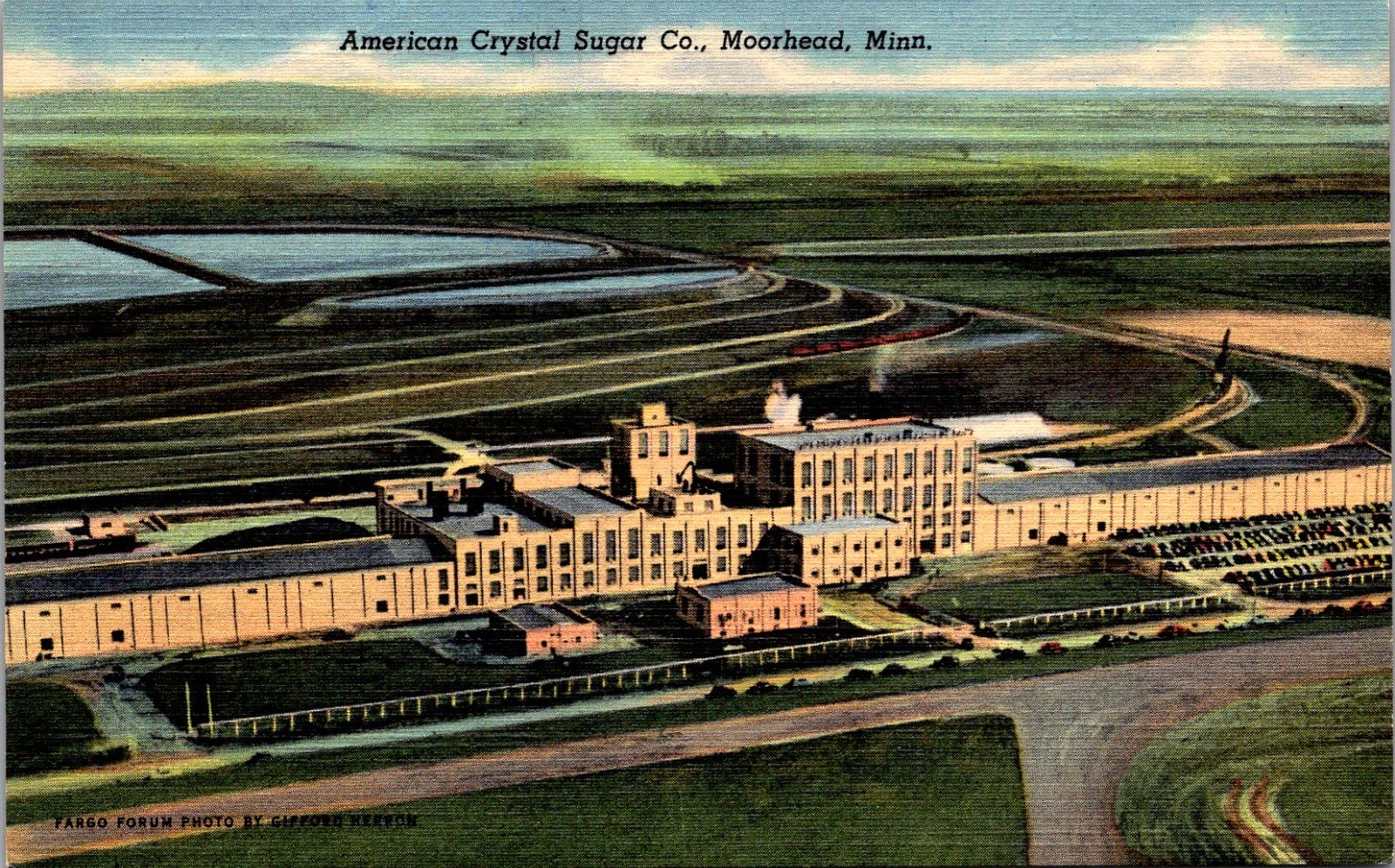 Moorhead Minnesota Aerial View American Crystal Sugar Co. Clay Co Postcard 33524