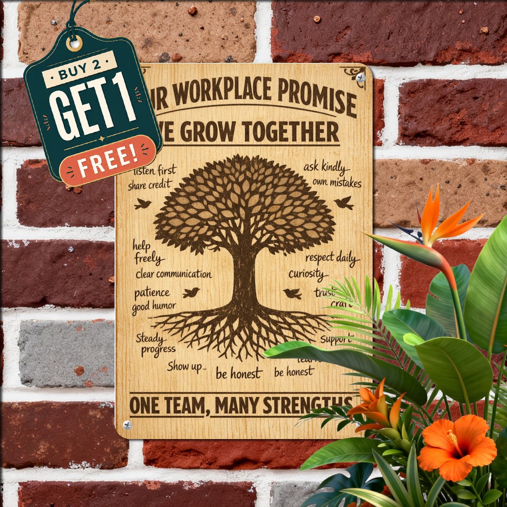 In This Office We Are A Team Motivational Poster Corporate Teamwork Metal Sign