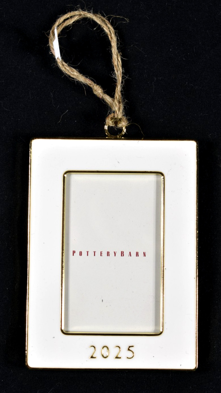 Pottery Barn Ivory Gold Enamel Rectangle Photo Frame 2025 Christmas Ornament