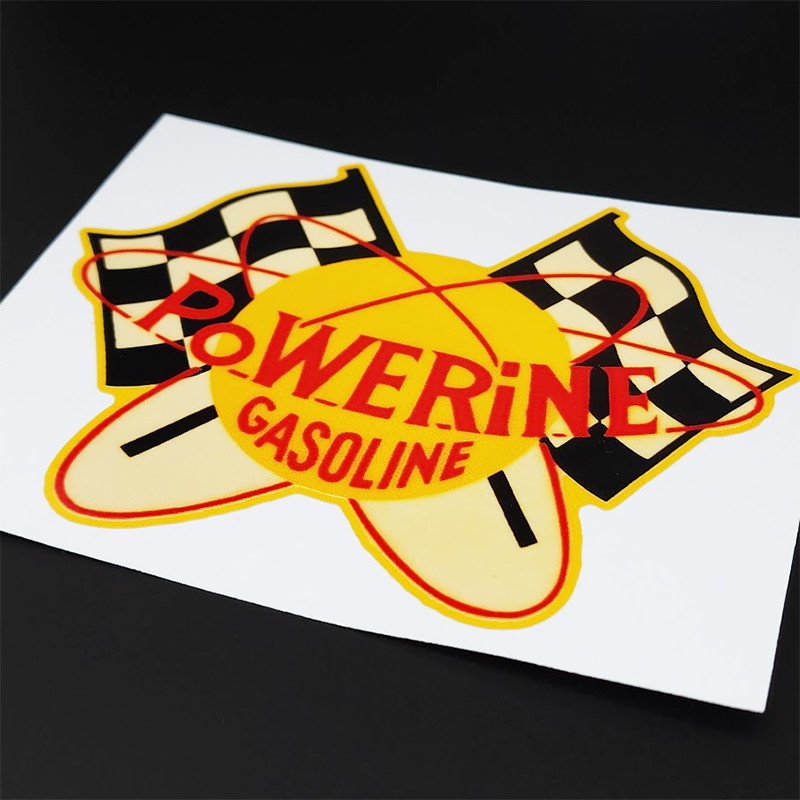POWERINE GAS Vintage Style DECAL, Vinyl STICKER, hot rod, rat rod, car racing