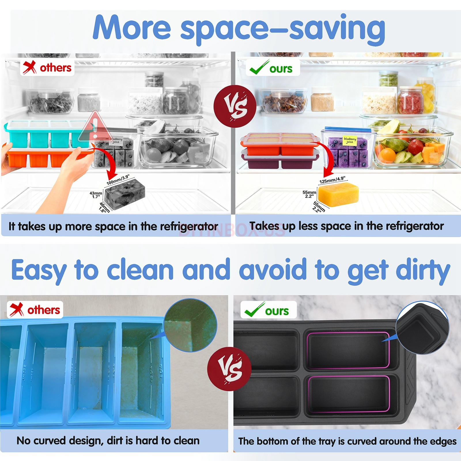 CulinaryCubed Silicone Freezer 4 Compartments Meal Prep Food Storage Containers