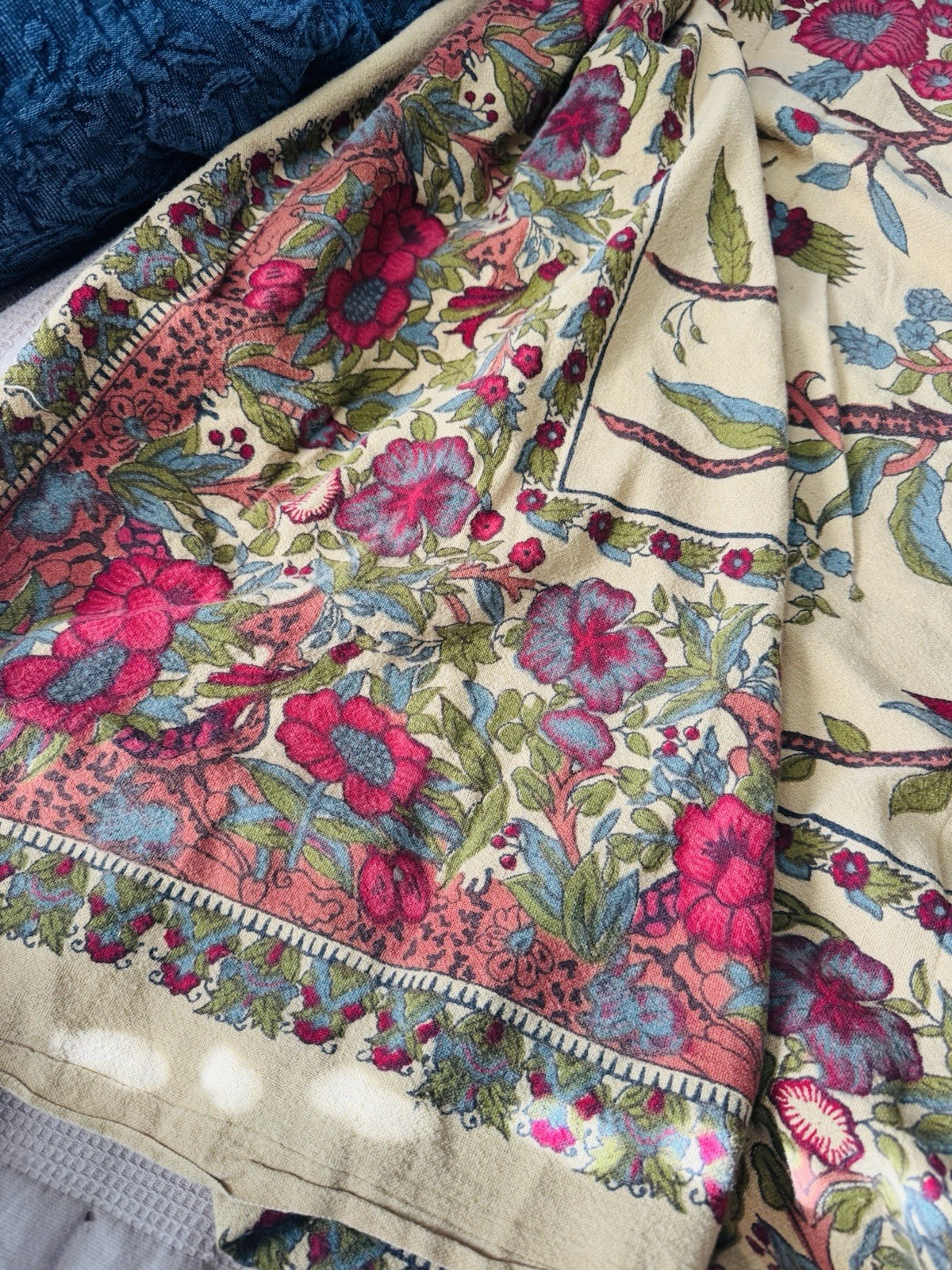 1970s Vintage from India 80″ x102″ Boho Hippie Tree of Life Bedspread