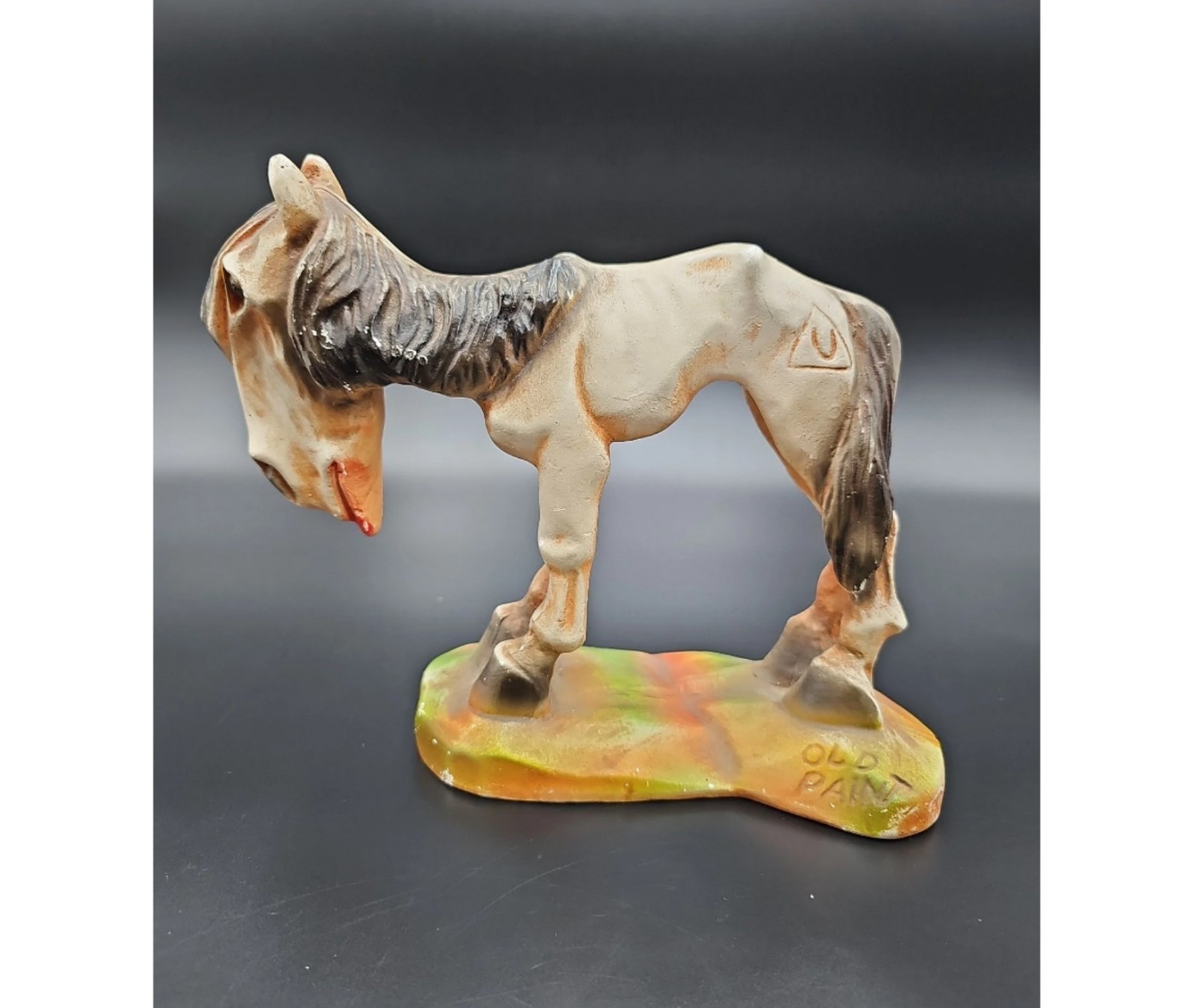 Vintage MCM Chalkware Horse Old Paint Figurine Andy Anderson Sad Western Nag