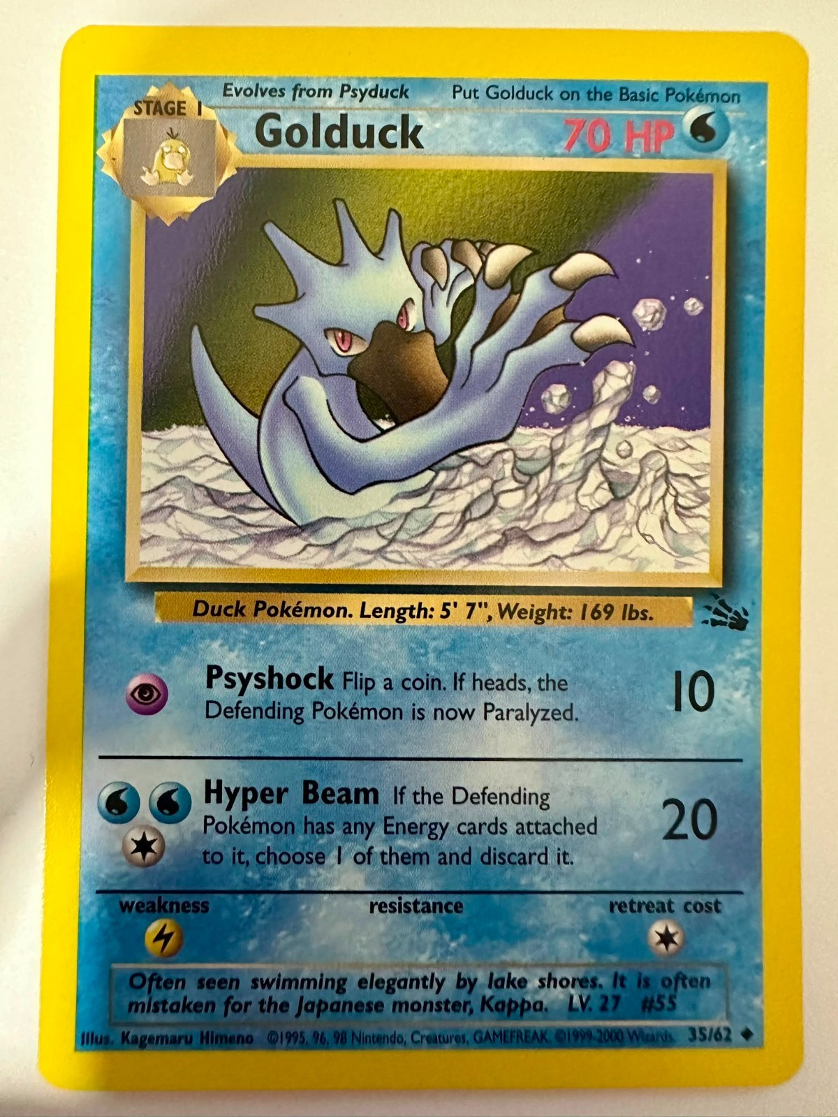 Pokémon Golduck Stage 1 Fossil 70 HP Regular 35/62 M/NM Uncommon