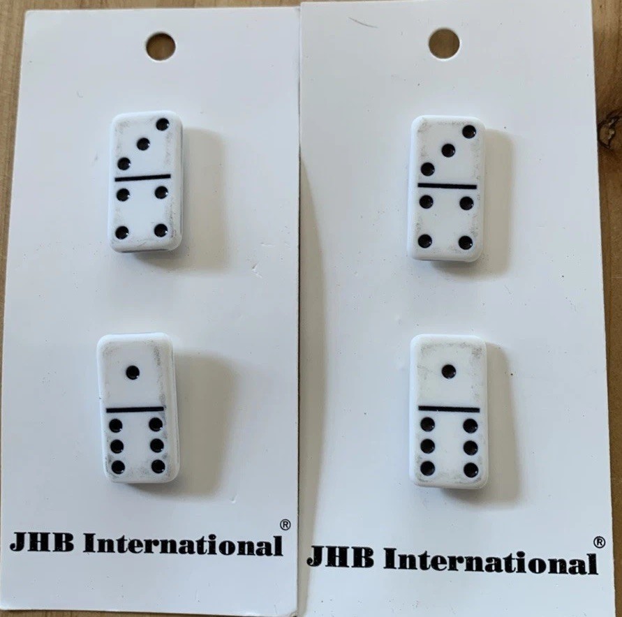 Vintage 2 Packs JHB International Black & White Domino Shank Back Buttons. 7/8”