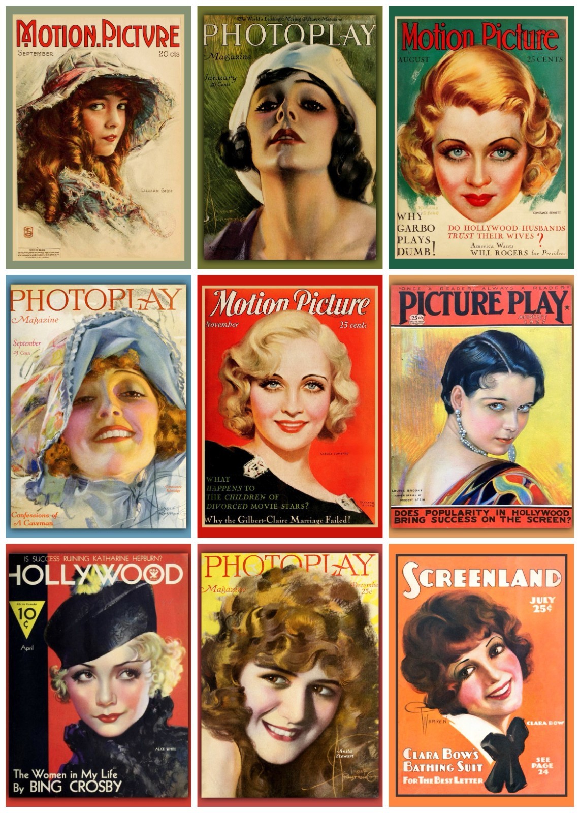 MOVIE STARS 1920s 1930s EPHEMERA for Crafts JUNK JOURNALS sCrApBoOKs
