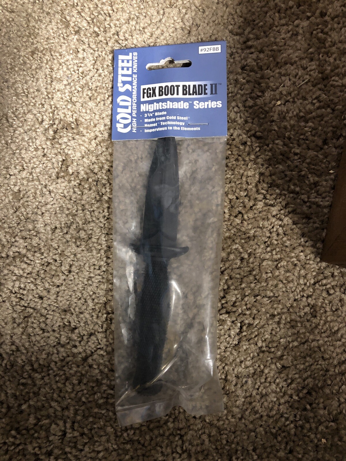 Cold Steel Knives 6 3/4″ overall. 3 1/4″ blade. Lanyard hole. From the Nightshad