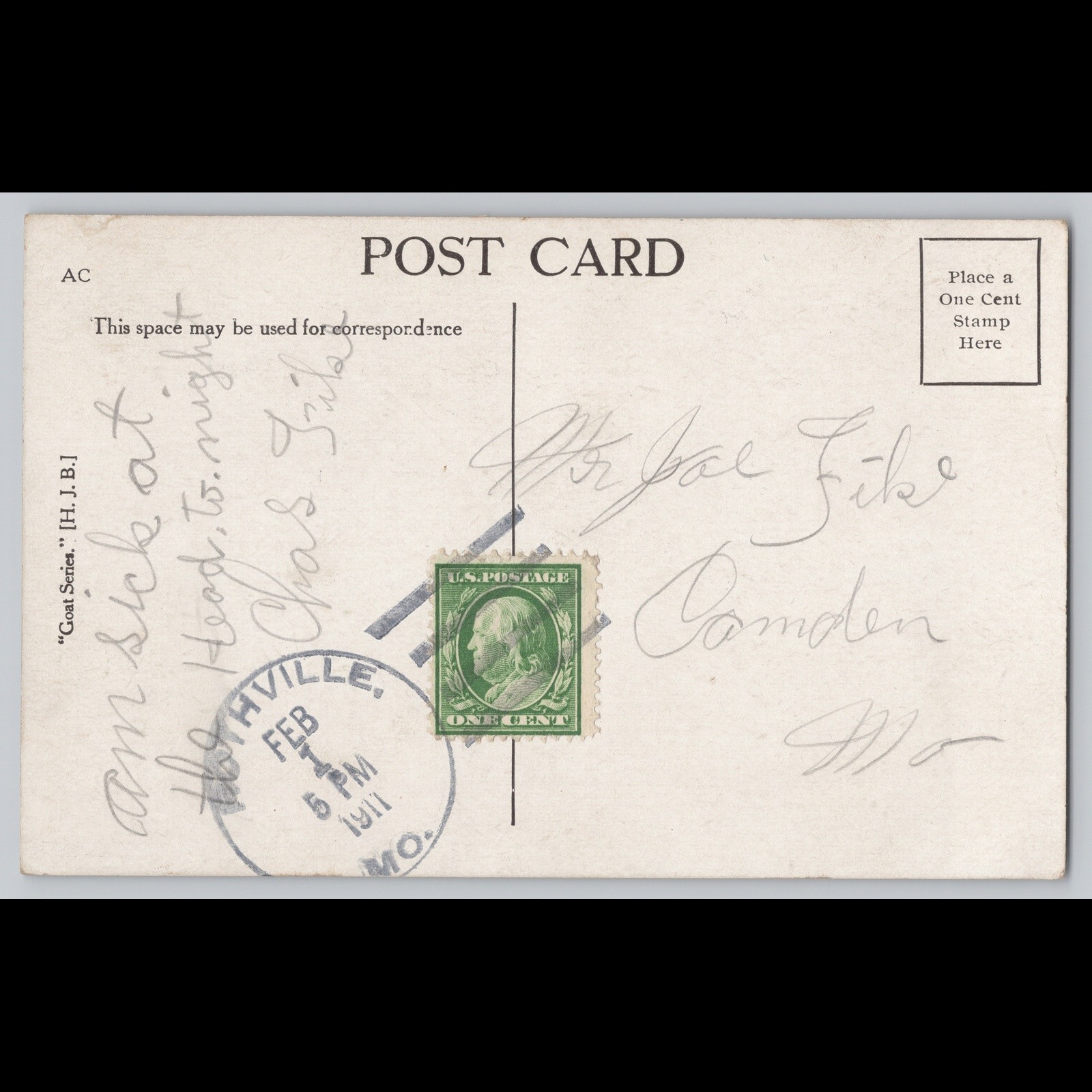 Postcard It’s H-L to Be Poor Goats Humor 1911