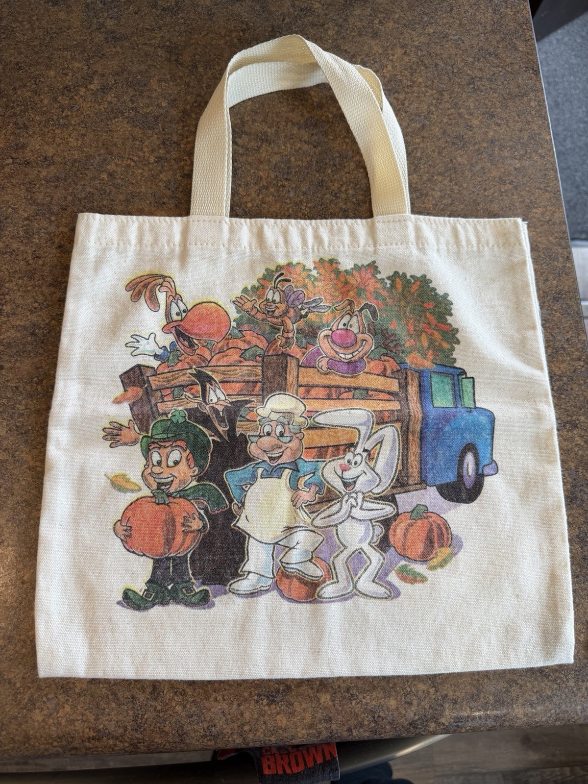Vintage 1980s 1990s Giant Eagle Halloween Cereal Mascots Themed Canvas Tote Bag