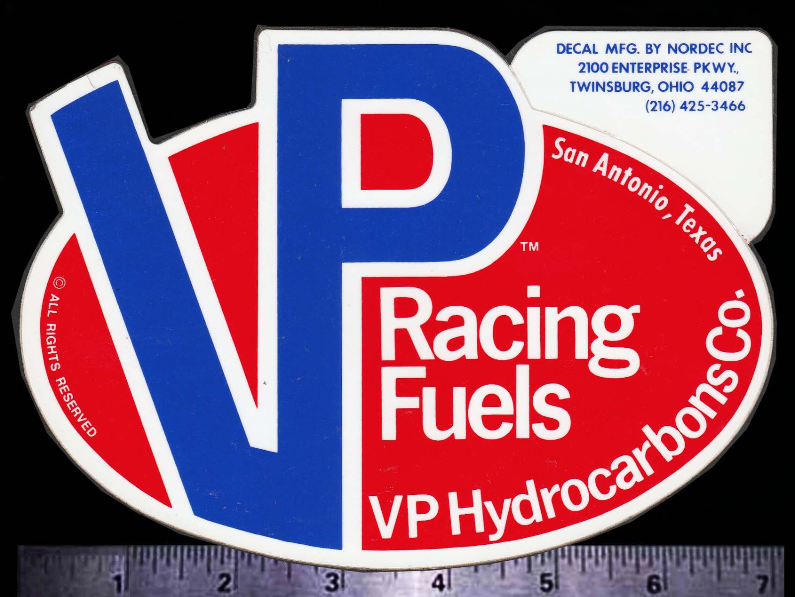 VP Racing Fuels – San Antonio Texas – Original Vintage 80’s Decal/Sticker MX ATV
