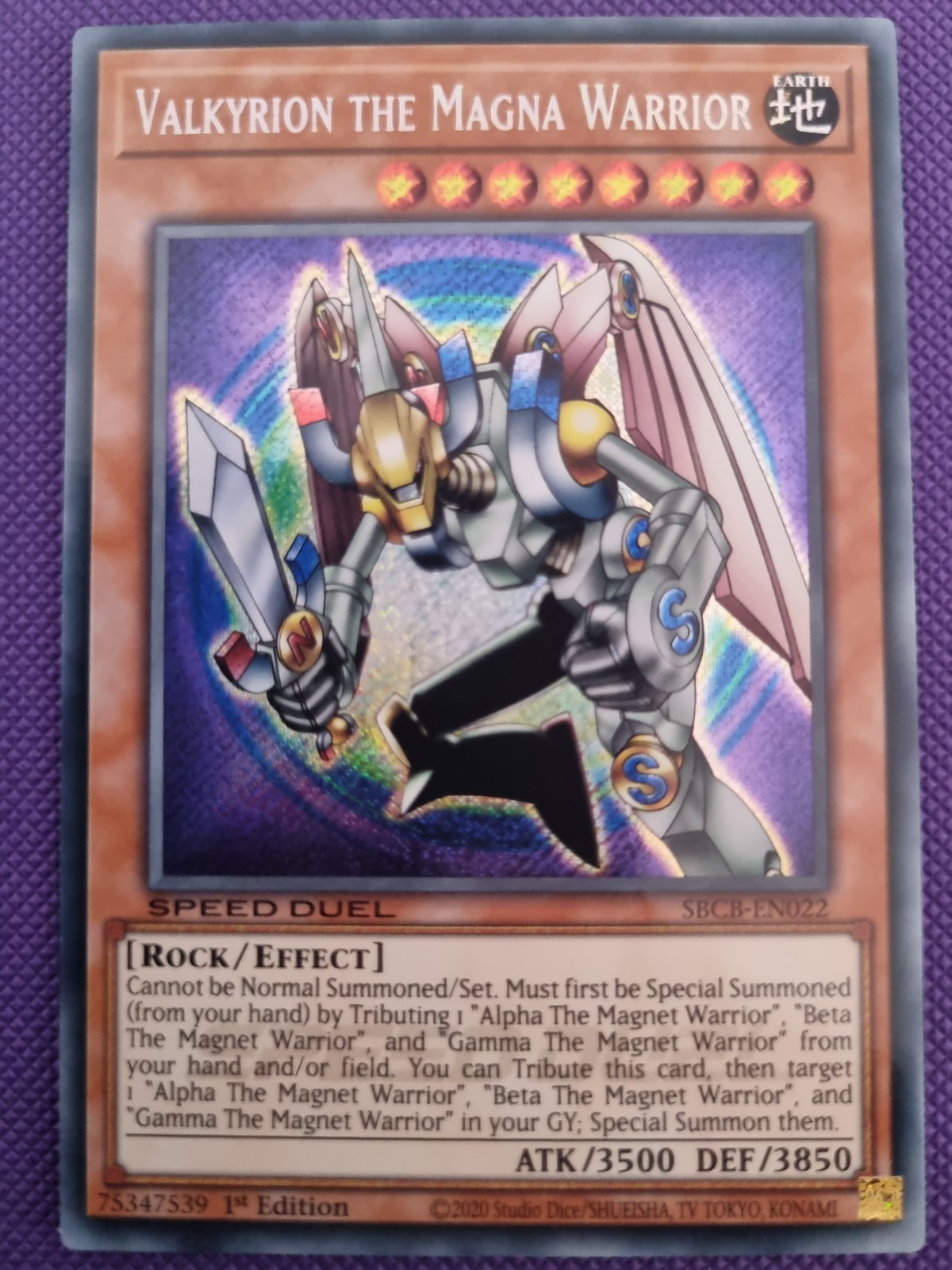 YuGiOh SBCB-EN022 Valkyrion the Magna Warrior – Secret Rare – NM – 1st Edition
