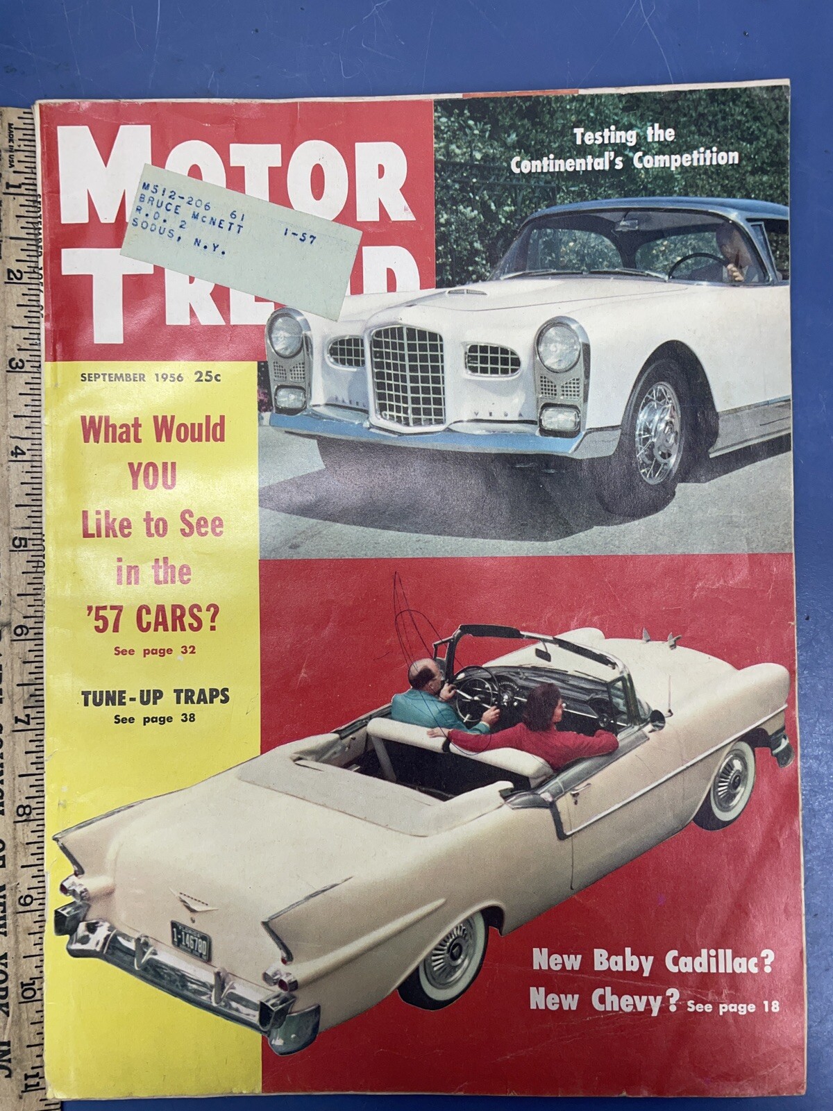 Motor Trend Magazine September 1956 New Baby Cadillac Cord 812 Hurricane Engine