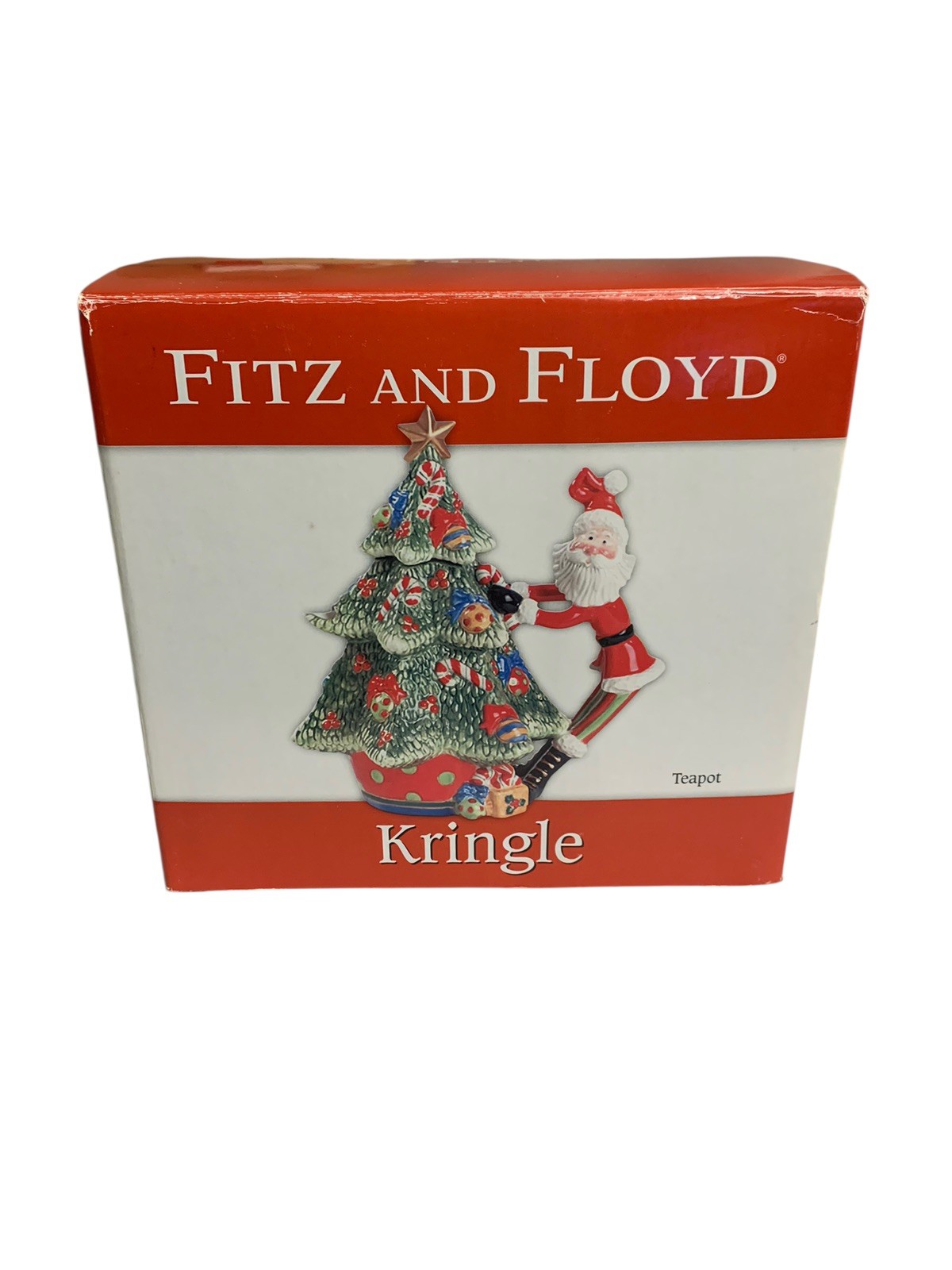 Fitz And Floyd Classics Kringle Teapot Tree Santa Christmas + Box