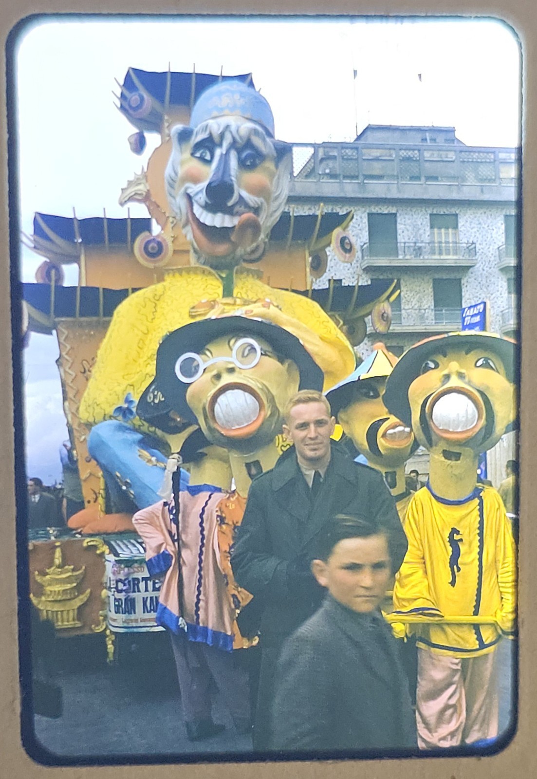 1950’s Carnival Italy 35mm Kodachrome Slide Political Satire Papier Mache Float