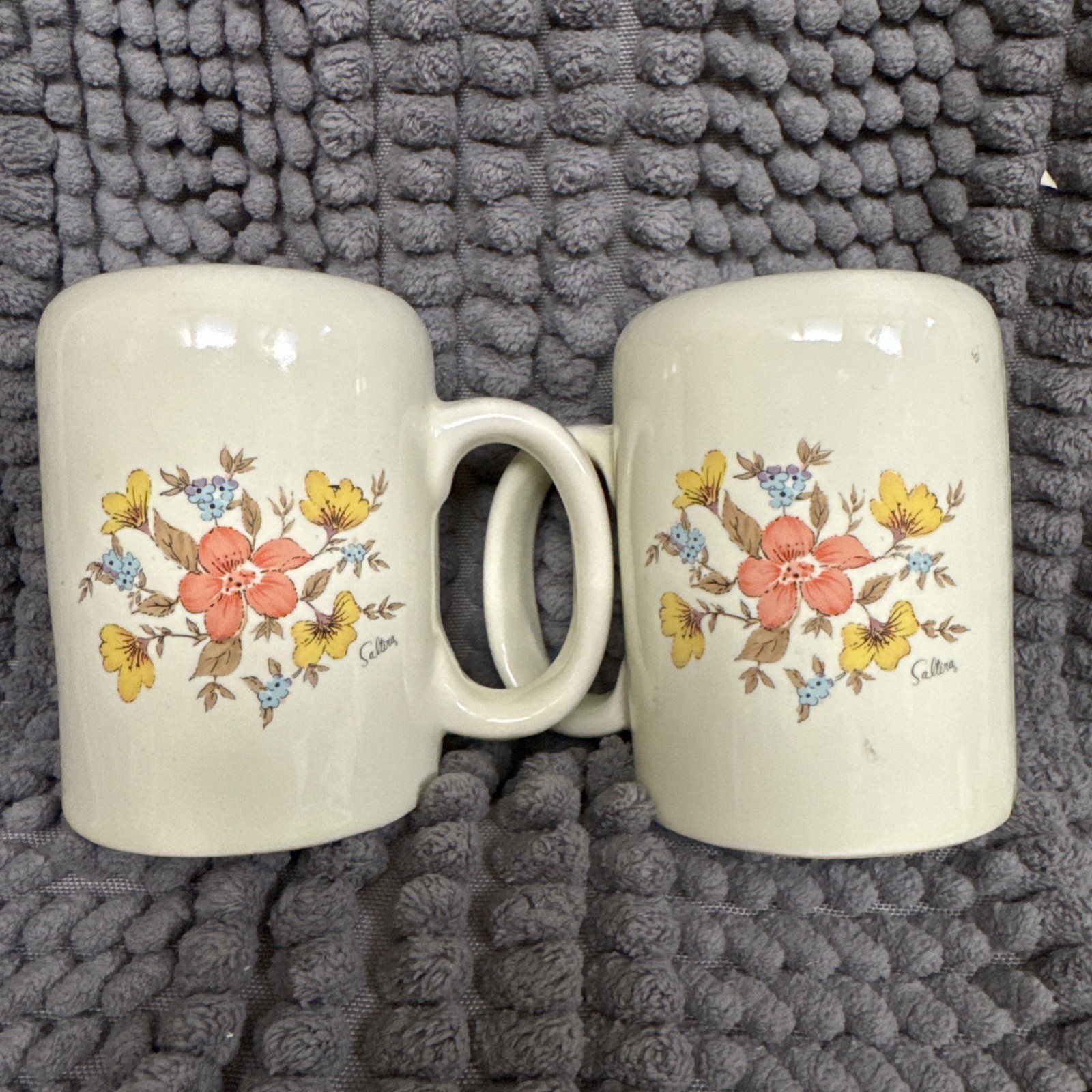 Vintage – Saltera – Floral Pattern – Ceramic Salt & Pepper Shakers – No Stoppers